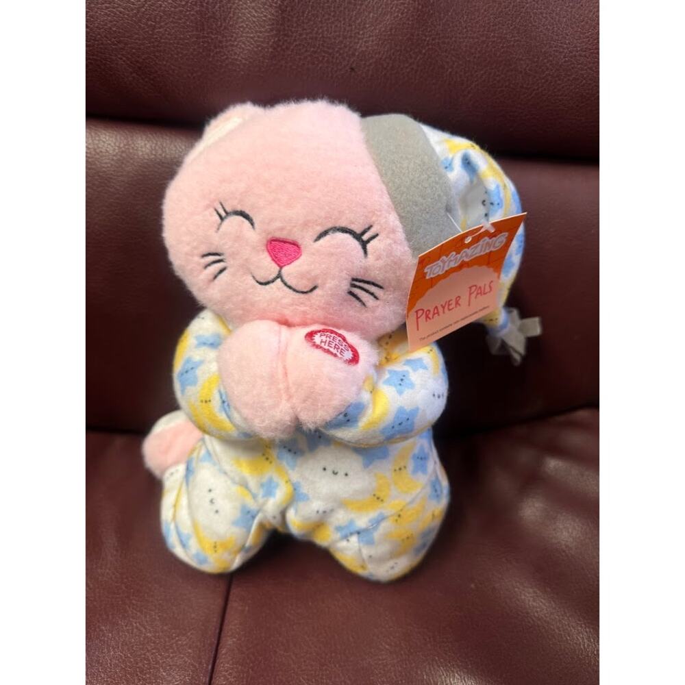 NEW Praying Pink‎ Kitty Recite Bedtime Prayer Moon/Stars Boy/Girl Plush Doll Toy